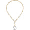 Diamond Two-Tone Circle 14k Yellow Gold and White Gold Pendant Necklace, 16" (5/8 Cttw)