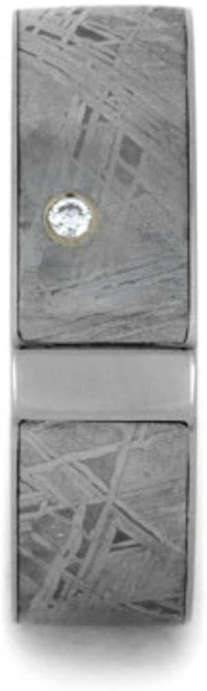 Bezel Set Diamond, Gibeon Meteorite 7mm Comfort-Fit Titanium Wedding Band, Size 4.25