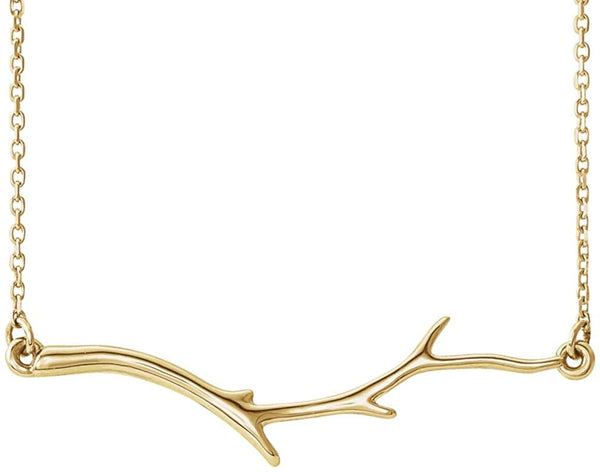 Branch Bar 14k Yellow Gold Necklace, 16"