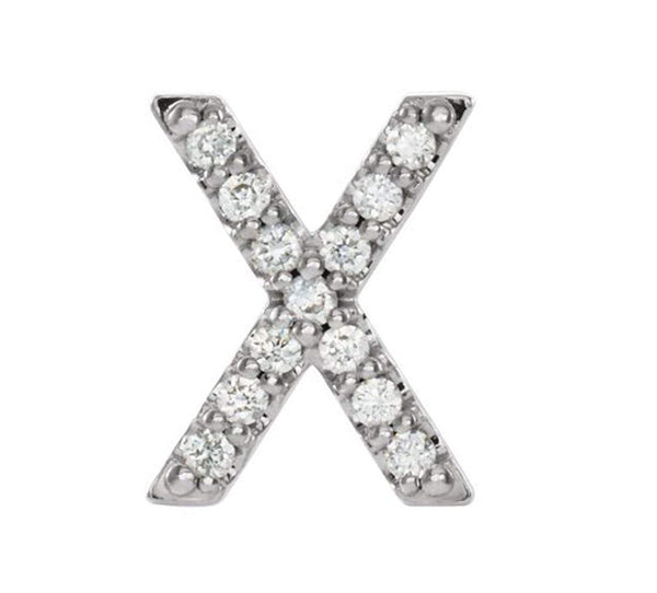 Platinum Diamond Letter 'X' Initial Stud Earring (Single Earring) (.06 Ctw, GH Color, SI2-SI3 Clarity)