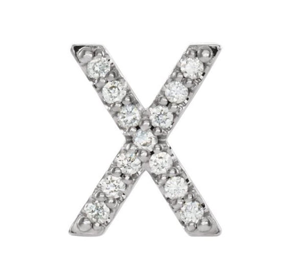 Sterling Silver Diamond Letter 'X' Initial Stud Earring (Single Earring) (.06 Ctw, GH Color, I1 Clarity)