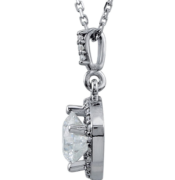 Diamond Halo Pendant Necklace, Rhodium Plate 14k White Gold, 18" (5/8 Cttw)