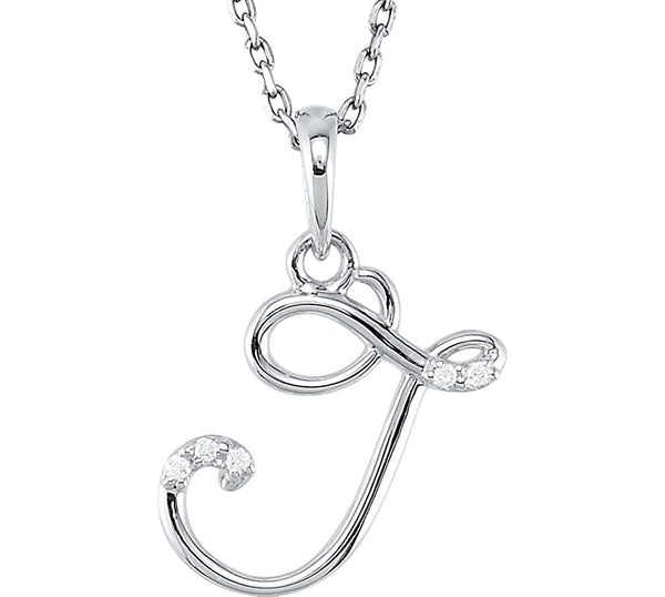 5-Stone Diamond Letter 'J' Initial Sterling Silver Pendant Necklace, 18" (.03 Cttw, GH, I2)