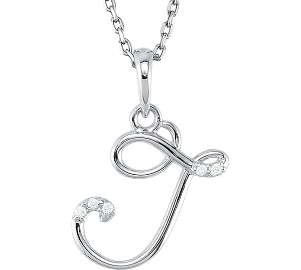 5-Stone Diamond Letter 'J' Initial 14k White Gold Pendant Necklace, 18" (.03 Cttw, GH, I1)