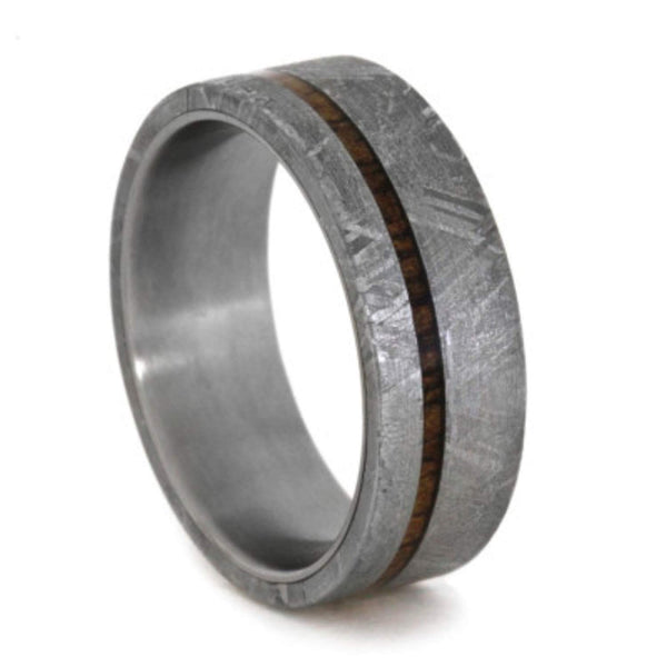 Gibeon Meteorite and Koa Wood 7mm Comfort-Fit Titanium Wedding Band