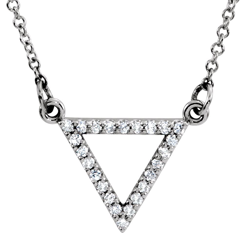 Diamond Triangle Pendant Necklace 14k White Gold, 16" (1/8 Cttw)