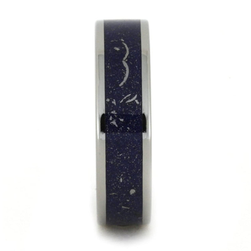 Blue Stardust, 14k White Gold, Meteorite Shavings 6mm Comfort-Fit Titanium Band