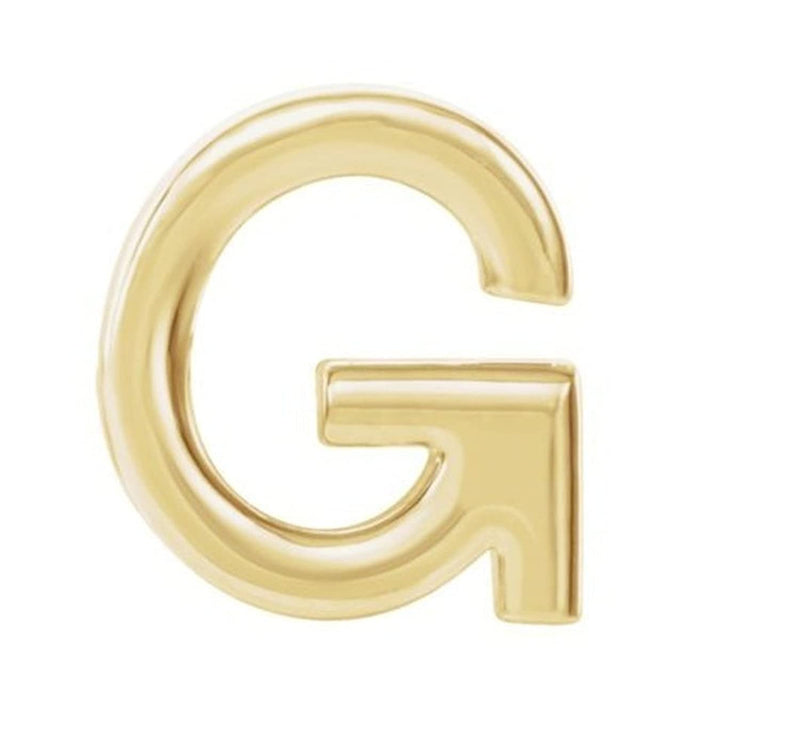 Initial Letter 'G' 14k Yellow Gold Stud Earring (Single Earring)