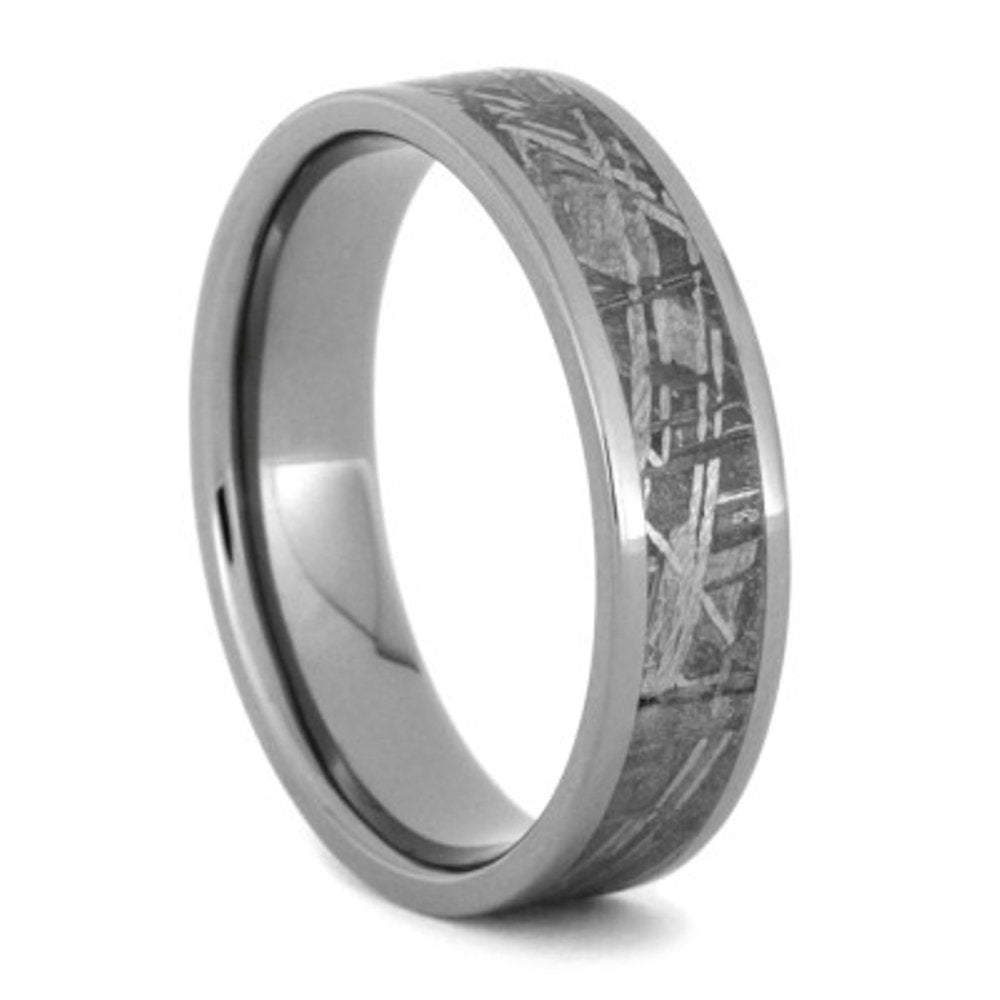 Gibeon Meteorite Inlay 6mm Comfort Fit Titanium Wedding Band, Size 10