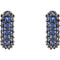 Pave Blue Sapphire Hoop Earrings, Black Rhodium-Plated 14k White Gold