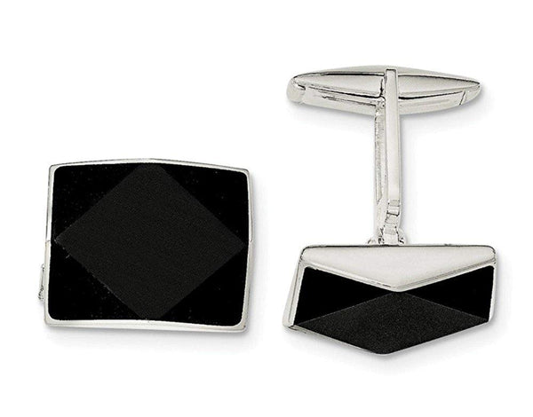 Sterling Silver Onyx Square Cuff Links