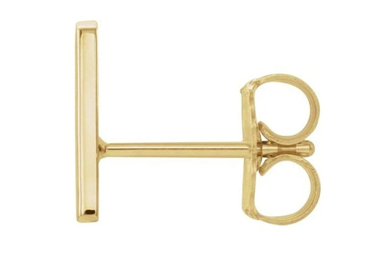 Initial Letter 'A' 14k Yellow Gold Stud Earring (Single Earring)