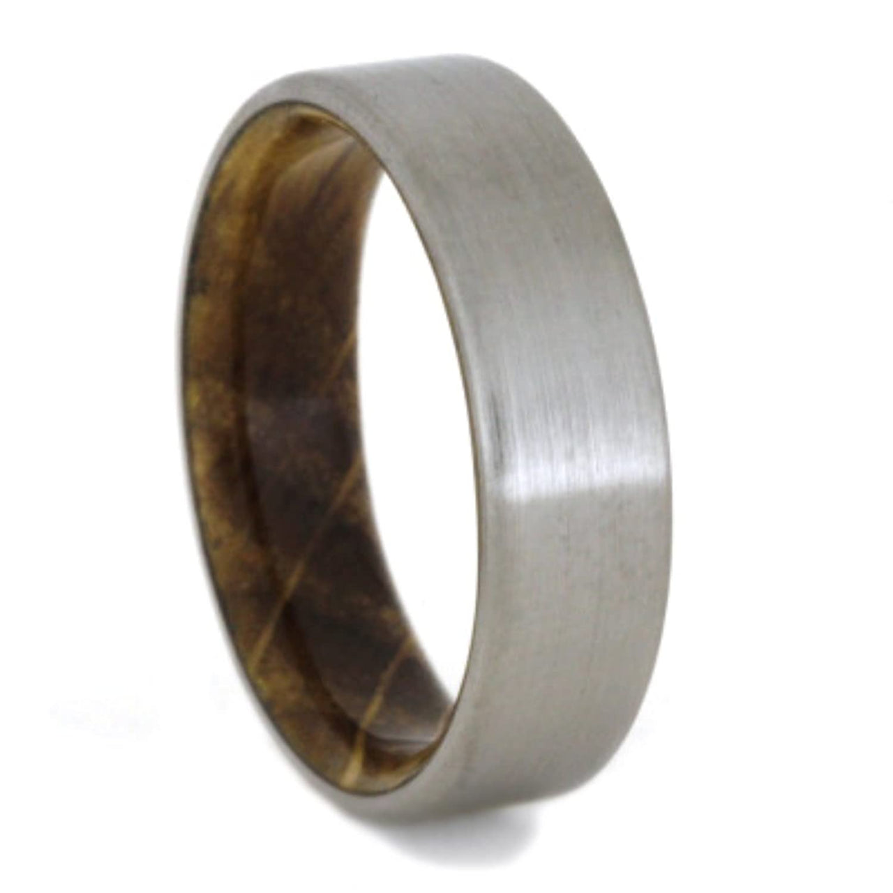 Whiskey Barrel Oak 6mm Comfort-Fit Brushed Titanium Wedding Band