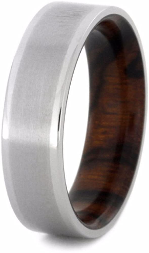 The Men's Jewelry Store (Unisex Jewelry) Desert Ironwood with Matte Titanium 6mm Comfort-Fit Band, Size 6.75