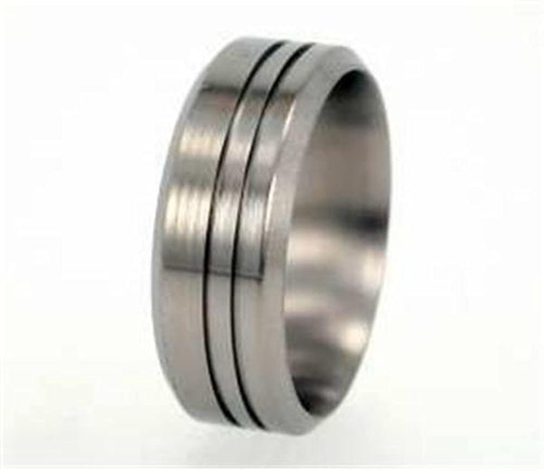 Brushed Titanium Grooved Pinstripe 8mm Comfort-Fit Wedding Band, Size 13.25
