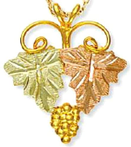 Two Leaf Necklace, 10k Yellow Gold, 12k Pink and Green Leaf Black Hills Gold Motif, 18"