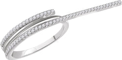 Diamond Two-Finger Ring, Rhodium-Plated 14k White Gold, Size 7 (0.25 Ctw, H+ Color, I1 Clarity)