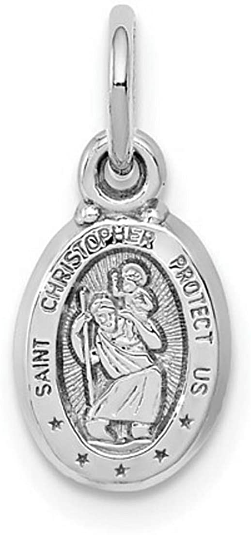 Rhodium-Plated 10k White Gold St. Christopher Medal (15X6MM)