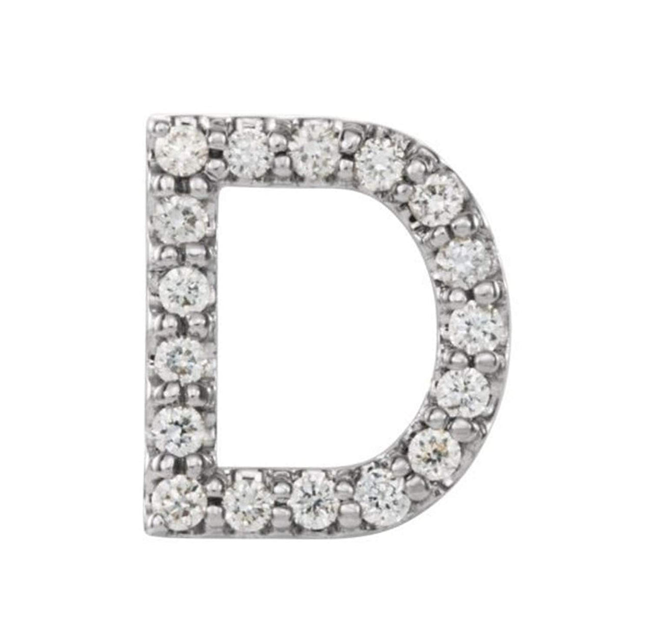 Sterling Silver Diamond Letter 'D' Initial Stud Earring (Single Earring) (.07 Ctw, GH Color, I1 Clarity)