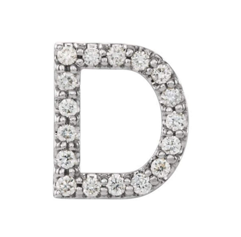 Sterling Silver Diamond Letter 'D' Initial Stud Earring (Single Earring) (.07 Ctw, GH Color, I1 Clarity)