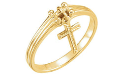 Dangling Cross Ring 14k Yellow Gold, Size 7