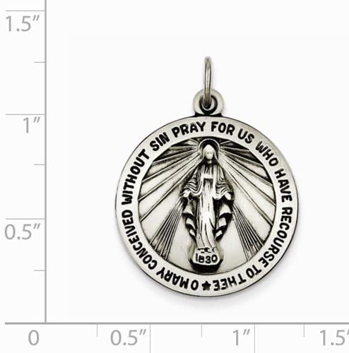 Sterling Silver Antiqued Miraculous Medal (29X22MM)
