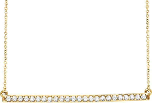 Diamond Bar Necklace in 14k Yellow Gold, 18" (1/3 Cttw )