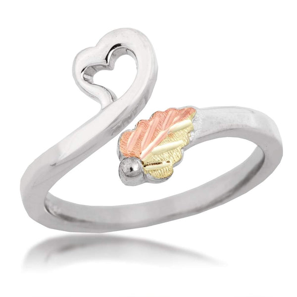 Slim-Profile Heart Bypass Toe Ring, Sterling Silver, 12k Green and Rose Gold Black Hills Gold Motif