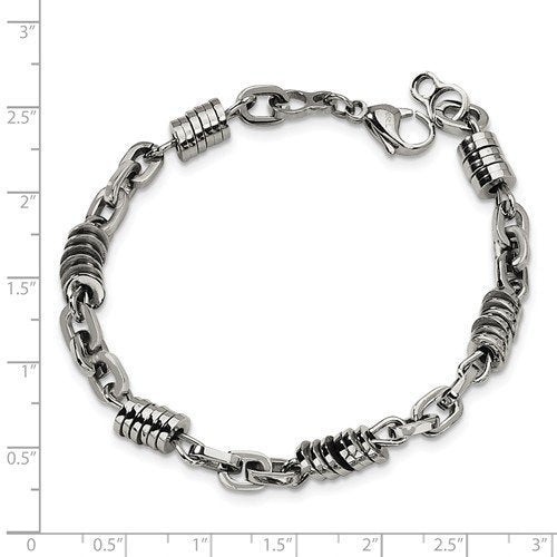 Men's Polished Stainless Steel 6mm Bracelet, 9"