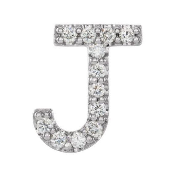 Sterling Silver Diamond Letter 'J' Initial Stud Earring (Single Earring) (.05 Ctw, GH Color, I1 Clarity)
