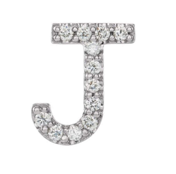 Platinum Diamond Letter 'J' Initial Stud Earring (Single Earring) (.05 Ctw, GH Color, SI2-SI3 Clarity)