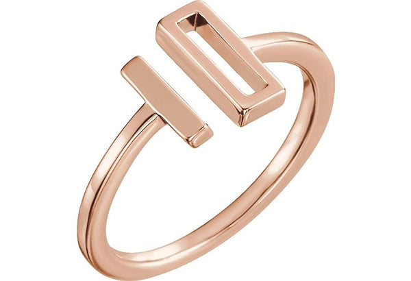 Slim-Profile Rectangle Bar Ring, 14k Rose Gold, Size 8.25