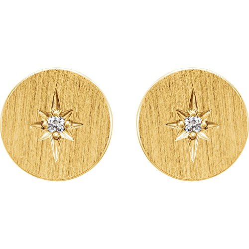 Diamond Starburst Earrings, 14k Yellow Gold (.02 Ctw, Color G-H, Clarity I1)