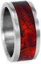 Amboyna Burl Wood 8mm Comfort Fit Titanium Wedding Band, Size 6.75