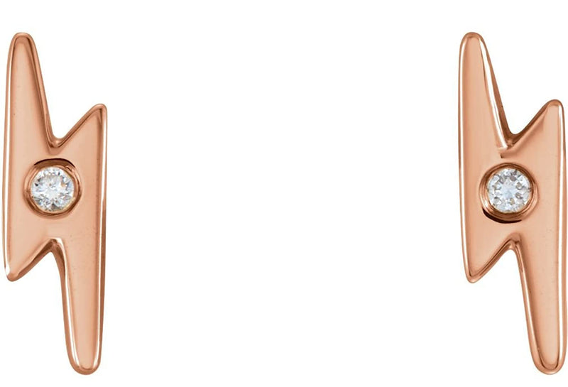 Diamond Lighting Bolt Earrings, 14k Rose Gold (.03 Ctw, GH Color, I1 Clarity)