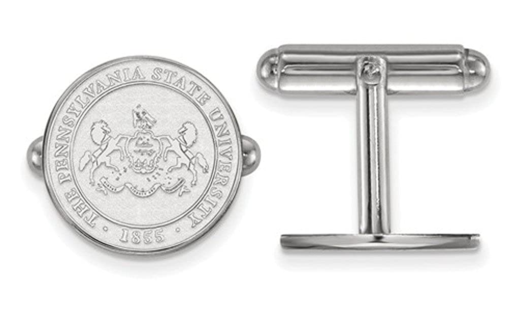 Rhodium-Plated Sterling Silver Penn State University Crest Cuff Links, 15MM