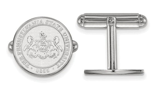 Rhodium-Plated Sterling Silver Penn State University Crest Cuff Links, 15MM