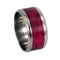 Magenta Box Elder Burl Wood Inlay 8mm Comfort Fit Titanium Wedding Band, Size 10