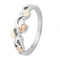 Slim-Profile Scroll Band, Rhodium Plated Sterling Silver, 10k Green and Rose Gold, Size 5.75