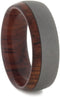 Sandblast Titanium 7mm Comfort-Fit Titanium Honduran Rosewood Burl Band, Size 4.25