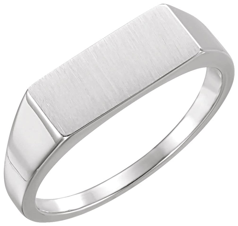 Men's Sterling Silver Brushed Signet Ring (7x15 mm)