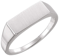 Men's Platinum Brushed Signet Ring (7x15 mm)