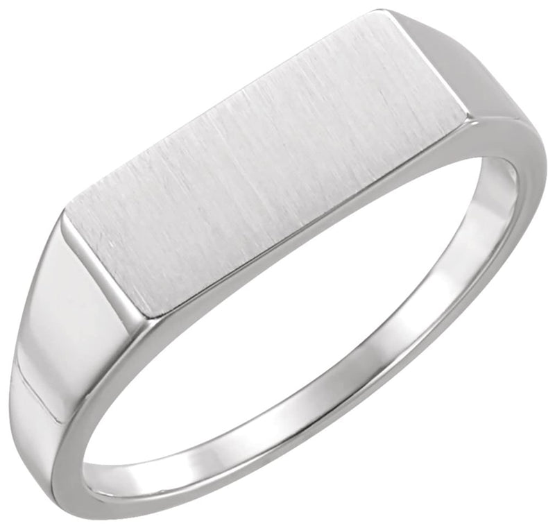 Men's Sterling Silver Brushed Signet Ring (7x15 mm)