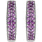 Amethyst Milgrain Hoop Earrings, 14K White Gold, 4.6MM