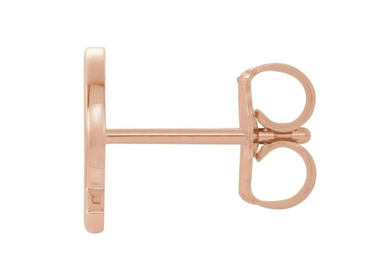 Initial Letter 'Q' 14k Rose Gold Stud Earring (Single Earring)