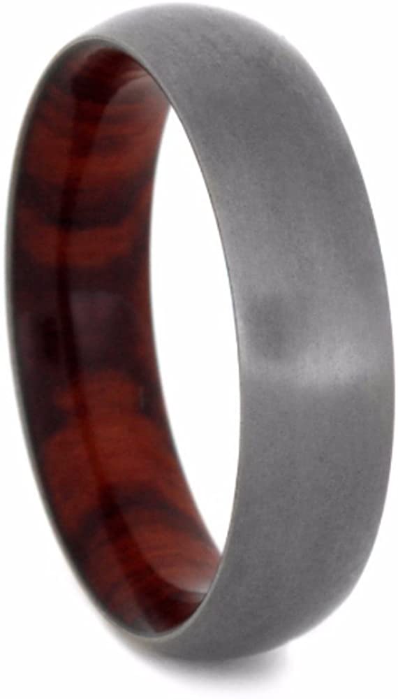 Tulip Wood Sleeve with Matte Titanium Overlay 6mm Comfort-Fit Band