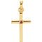 Ruby Inset Cross 14k Yellow Gold Pendant (19.2x9MM)