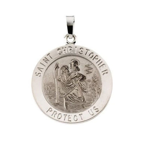 14k White Gold St. Christopher Medal (18 MM)