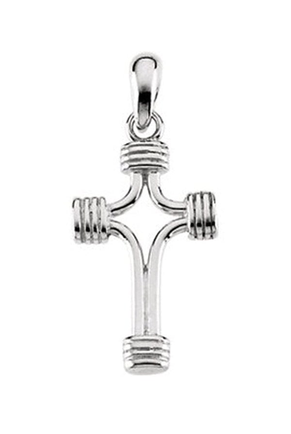 Tubular Cross Sterling Silver Pendant (24.25X15.00 MM)