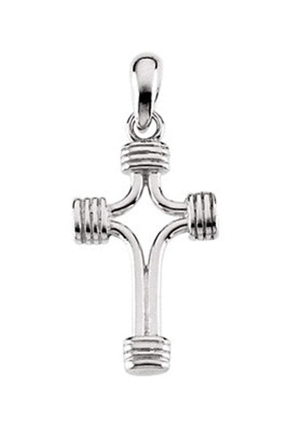 Tubular Cross Sterling Silver Pendant (33.75X23.25 MM)